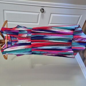 SUNDRESS BY INDULGE, multicolored, sleeveless, V-Neck Hi-Low Hem, Gardengirl, Sm